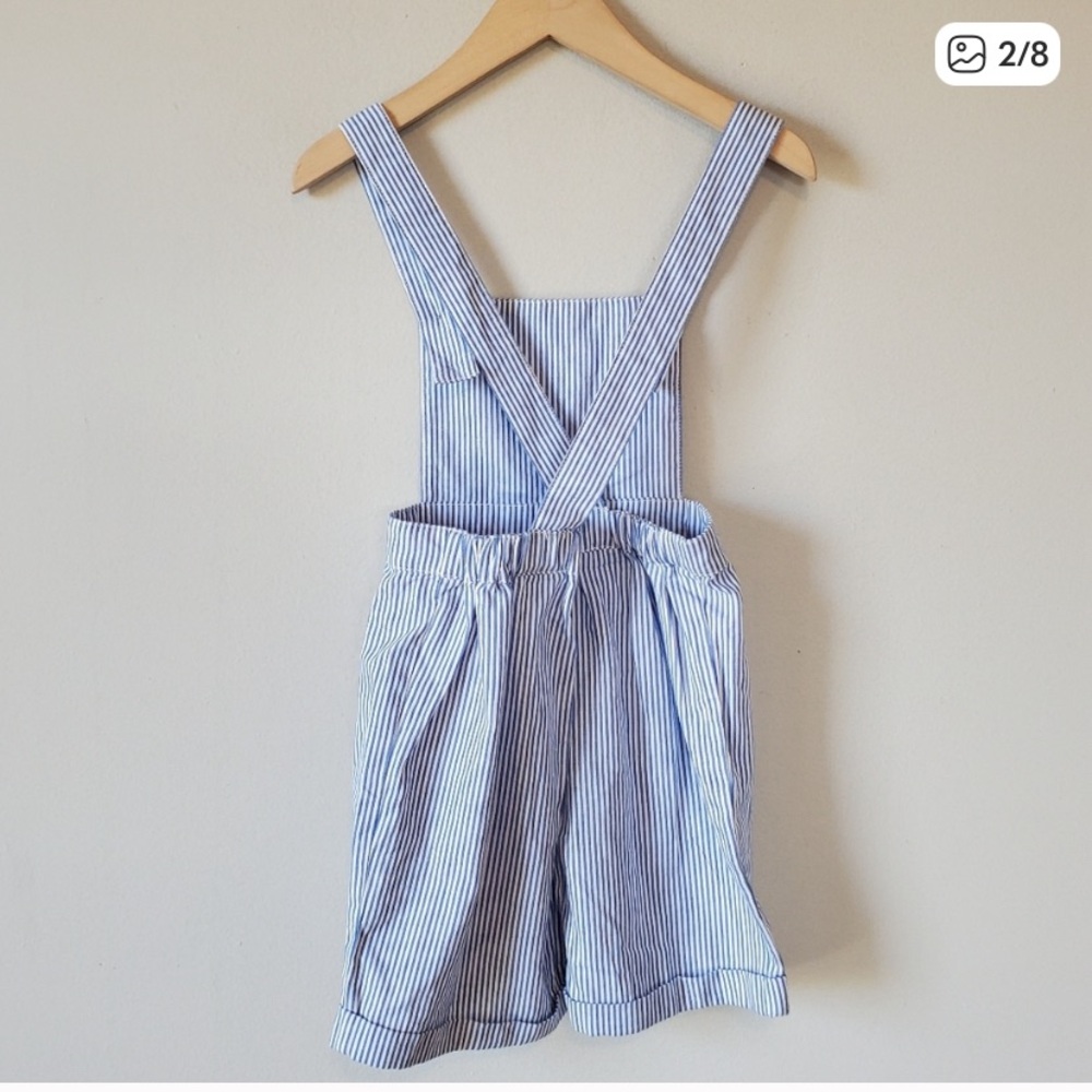 Rachel Riley Light Blue Striped Overalls - Picture 2 of 5